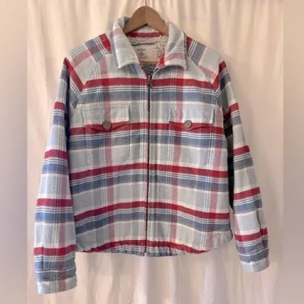 Dylan Sherpa lined zip flannel shaker size medium like new - Picture 2 of 7